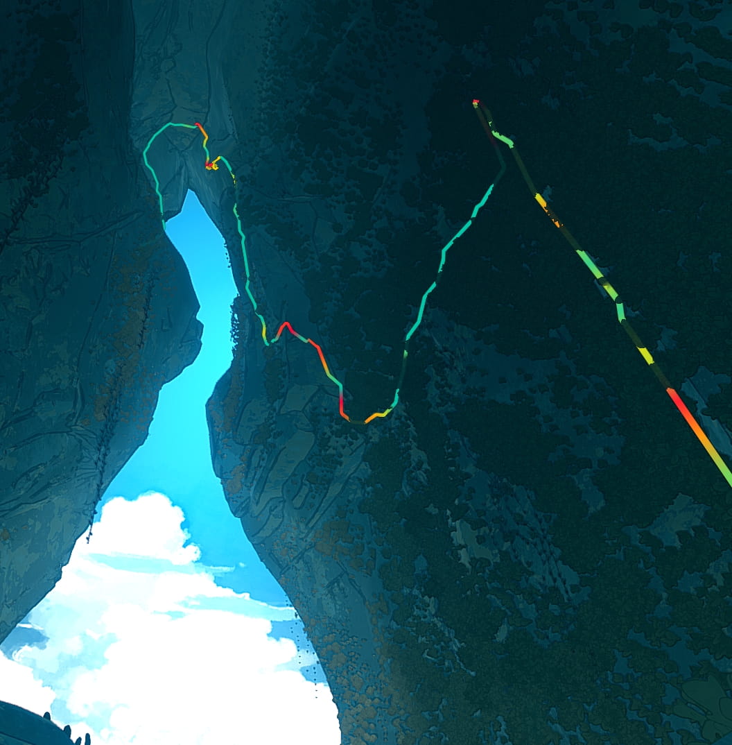 A basic route in the beginning gym of Tenzen