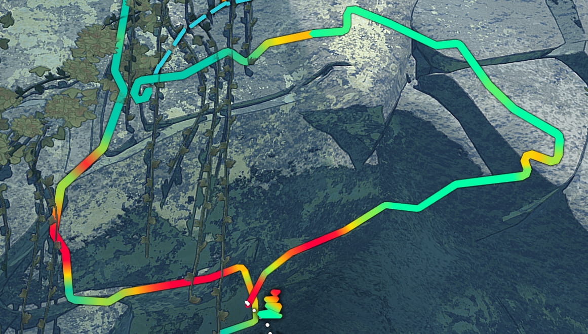 A basic route in the beginning gym of Tenzen