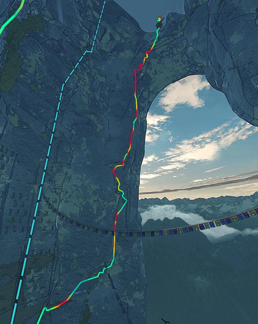A basic route in the beginning gym of Tenzen