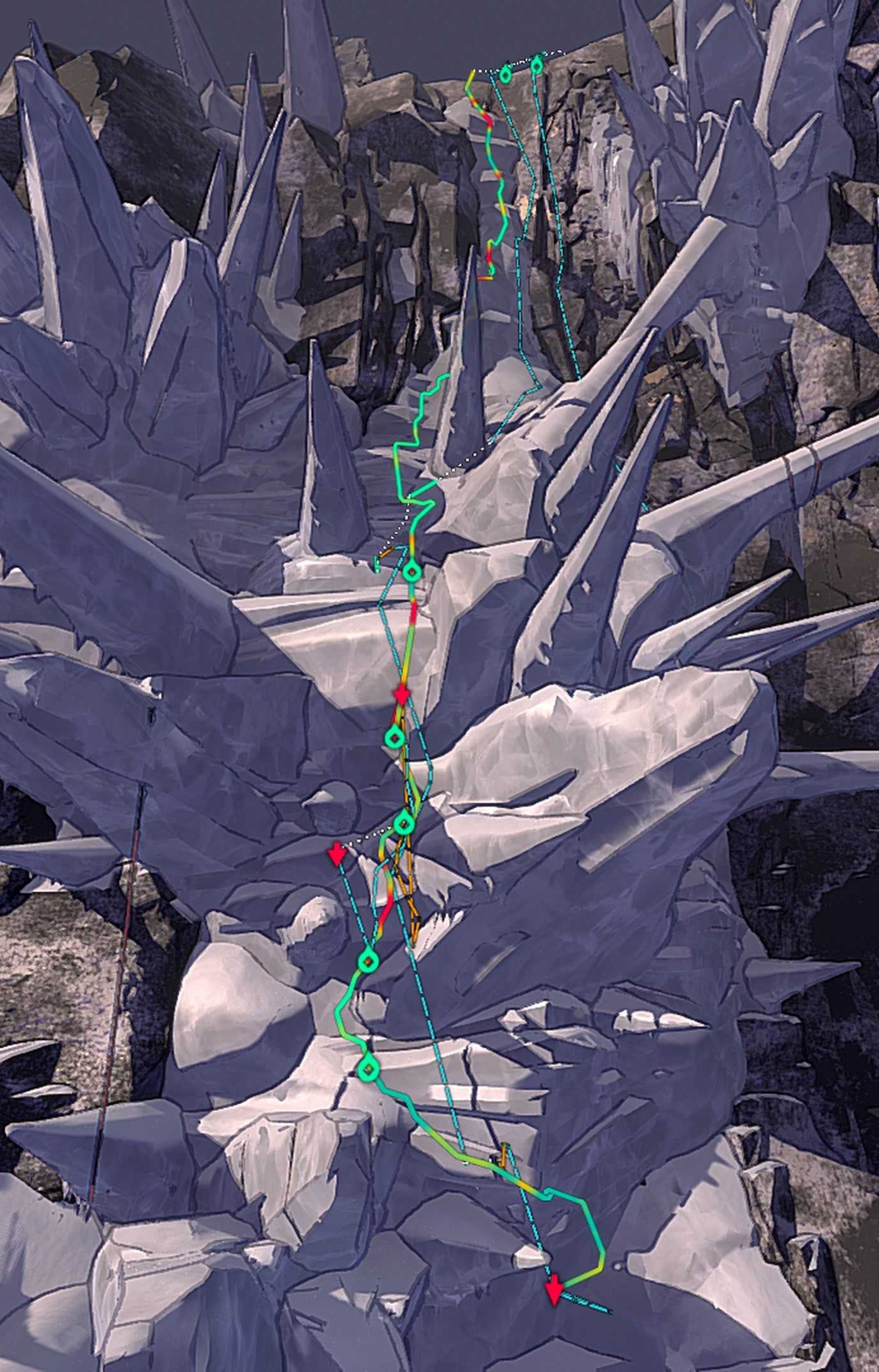 A basic route in the beginning gym of Tenzen