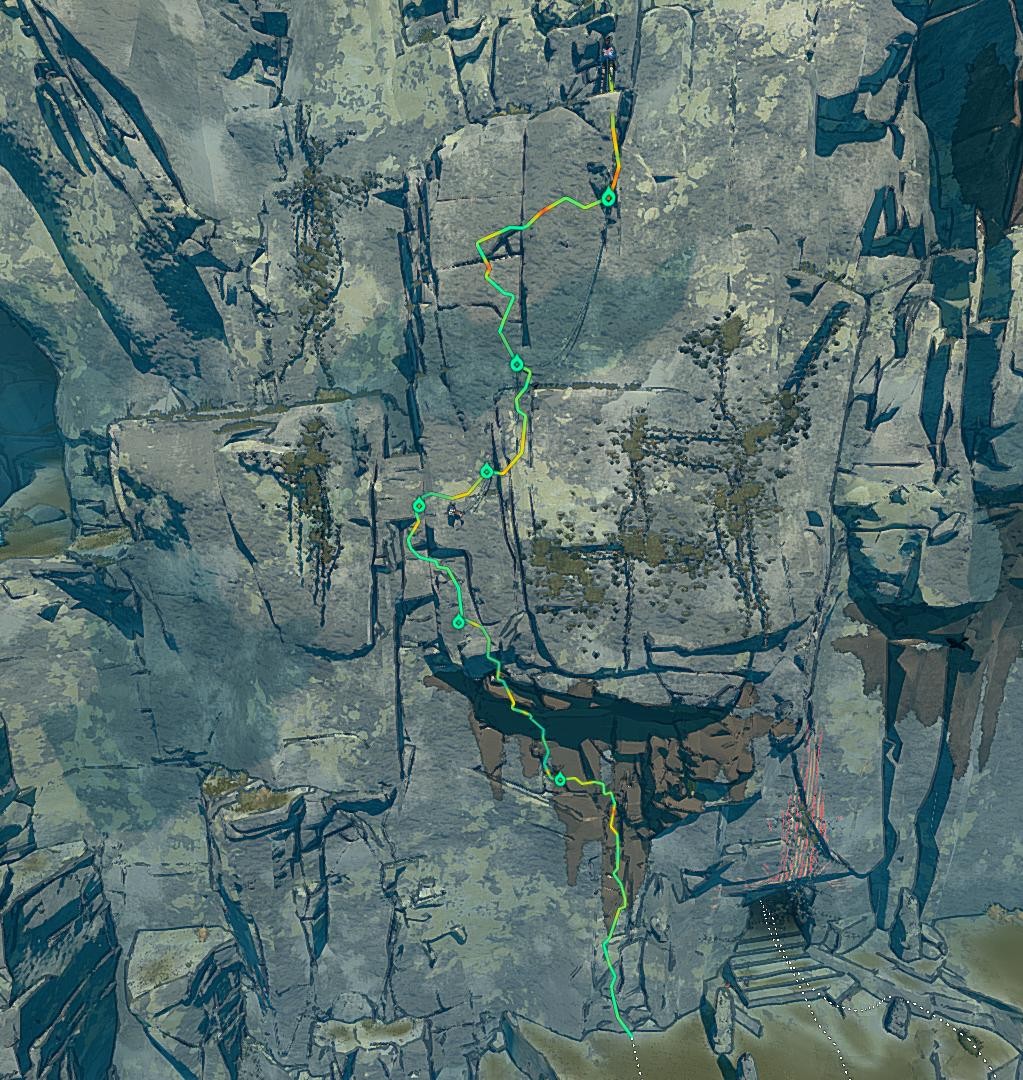 A basic route in the beginning gym of Tenzen